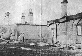 Remains of a burnt out building